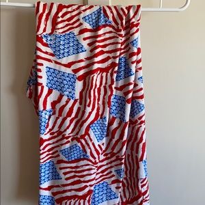 LulaRoe TC patriotic flag leggings EUC